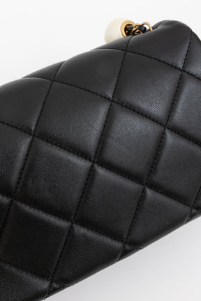 Small Flap Bag with Pearl Crush Chain