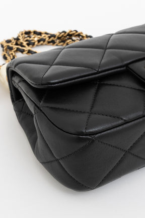 Small Flap Bag with Pearl Crush Chain