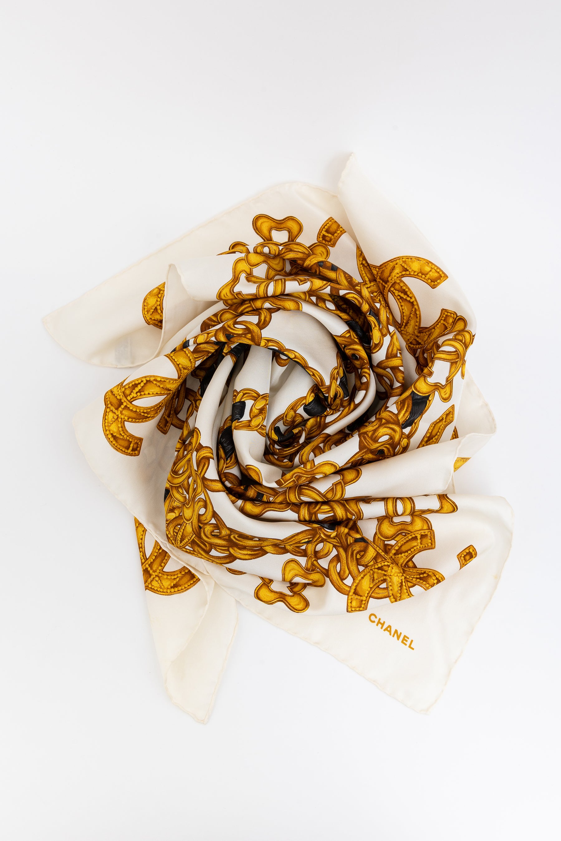 Woven Chain Print Silk Scarf