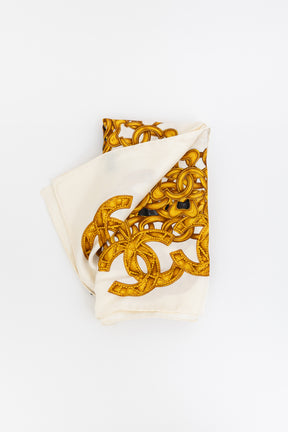 Woven Chain Print Silk Scarf
