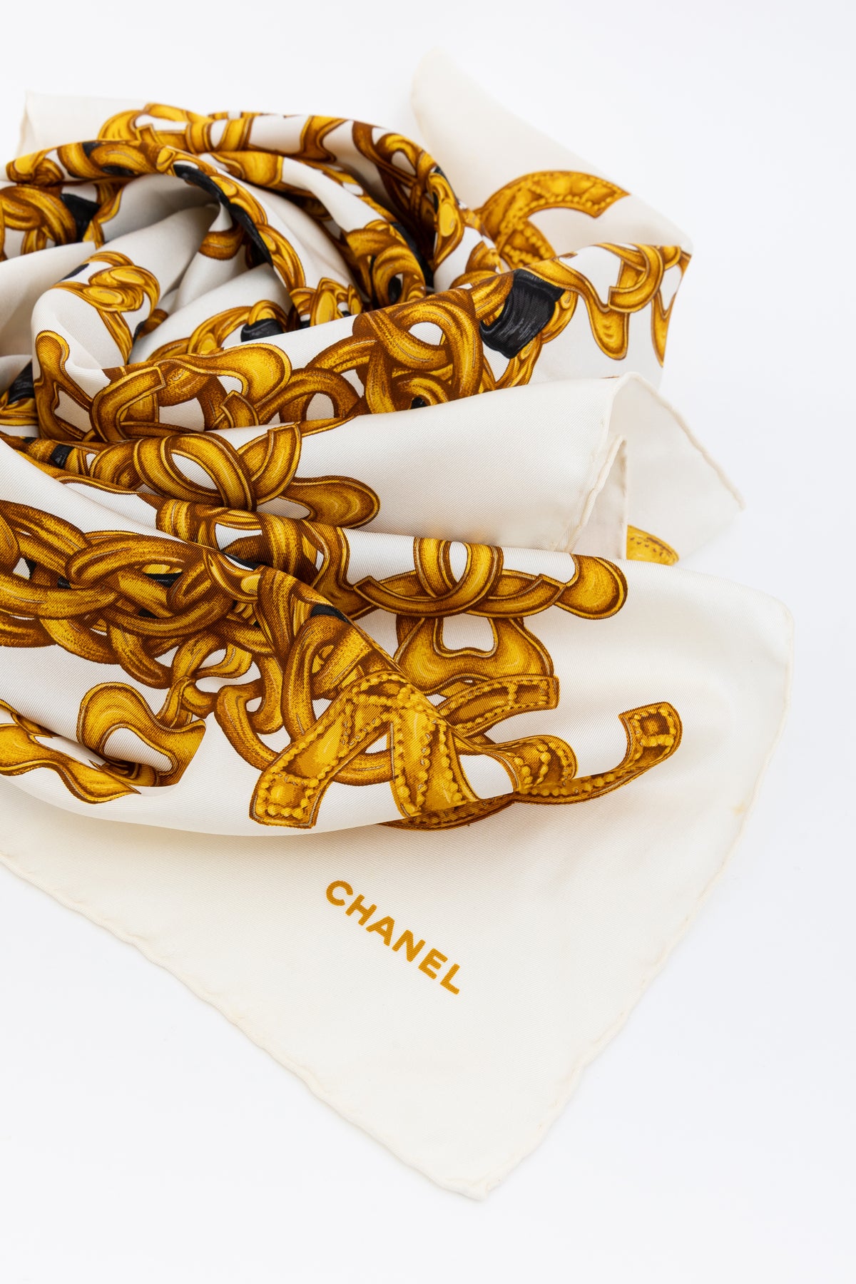 Woven Chain Print Silk Scarf