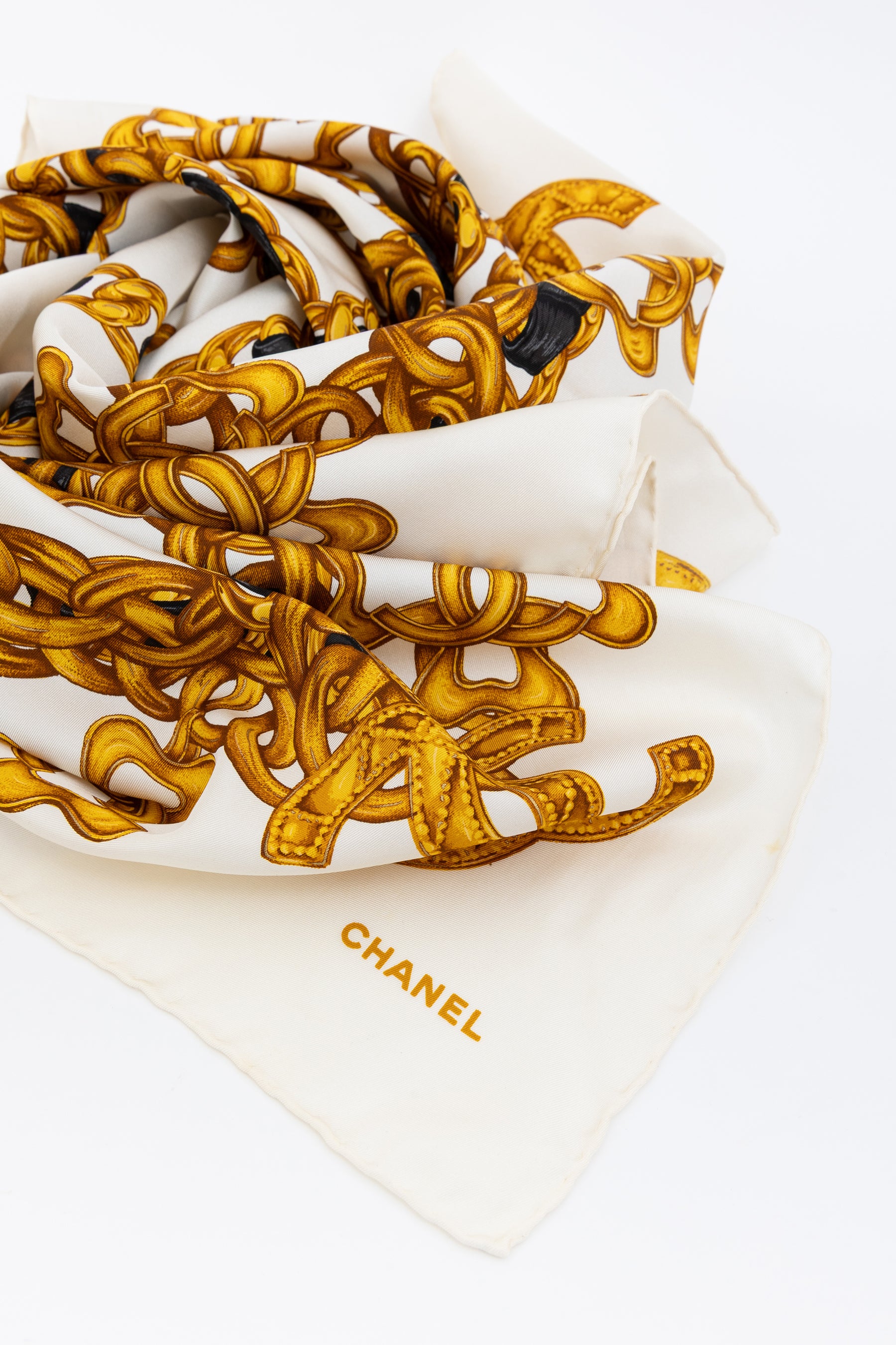 Woven Chain Print Silk Scarf