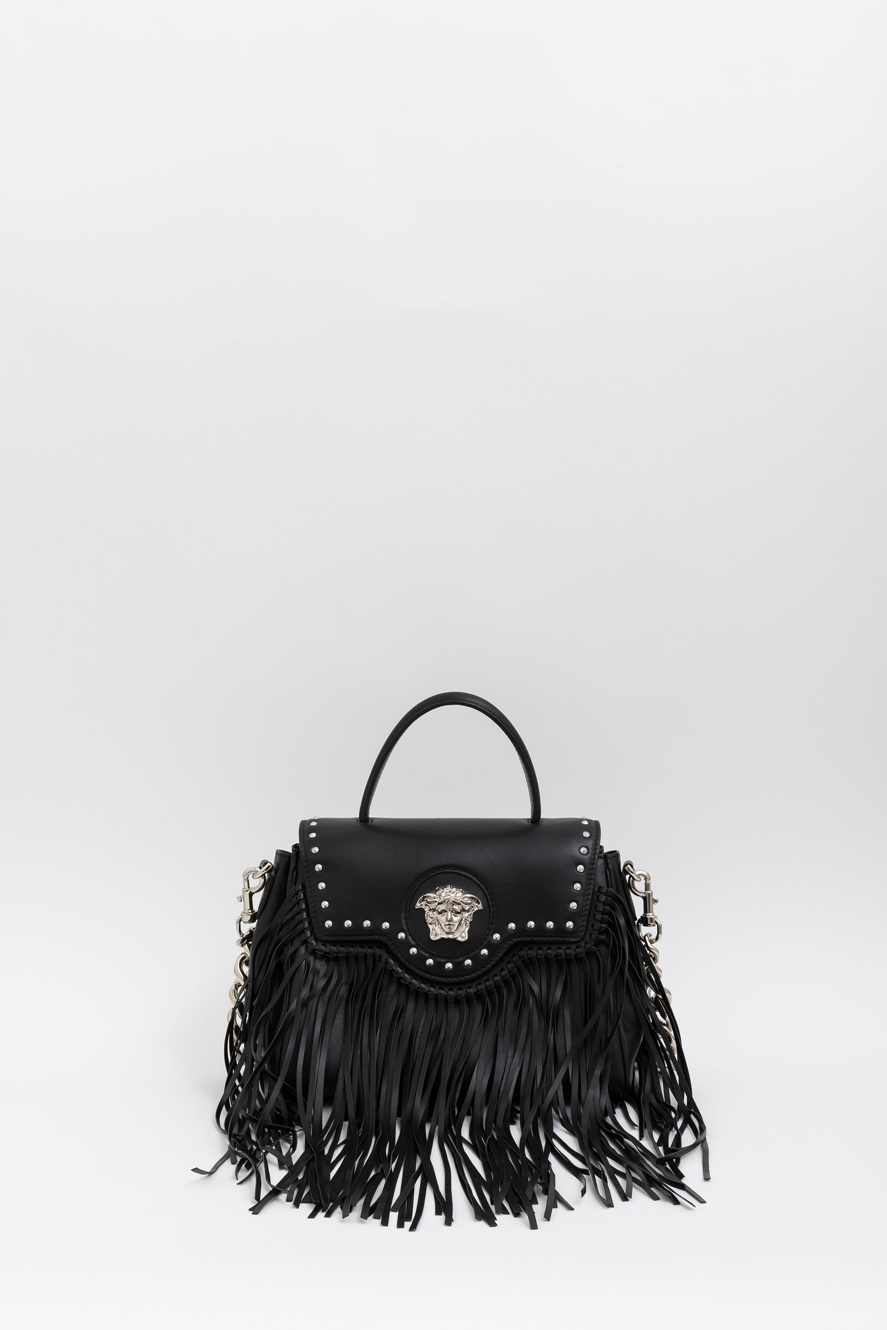 Medium La Medusa Fringe Leather Top Handle Bag