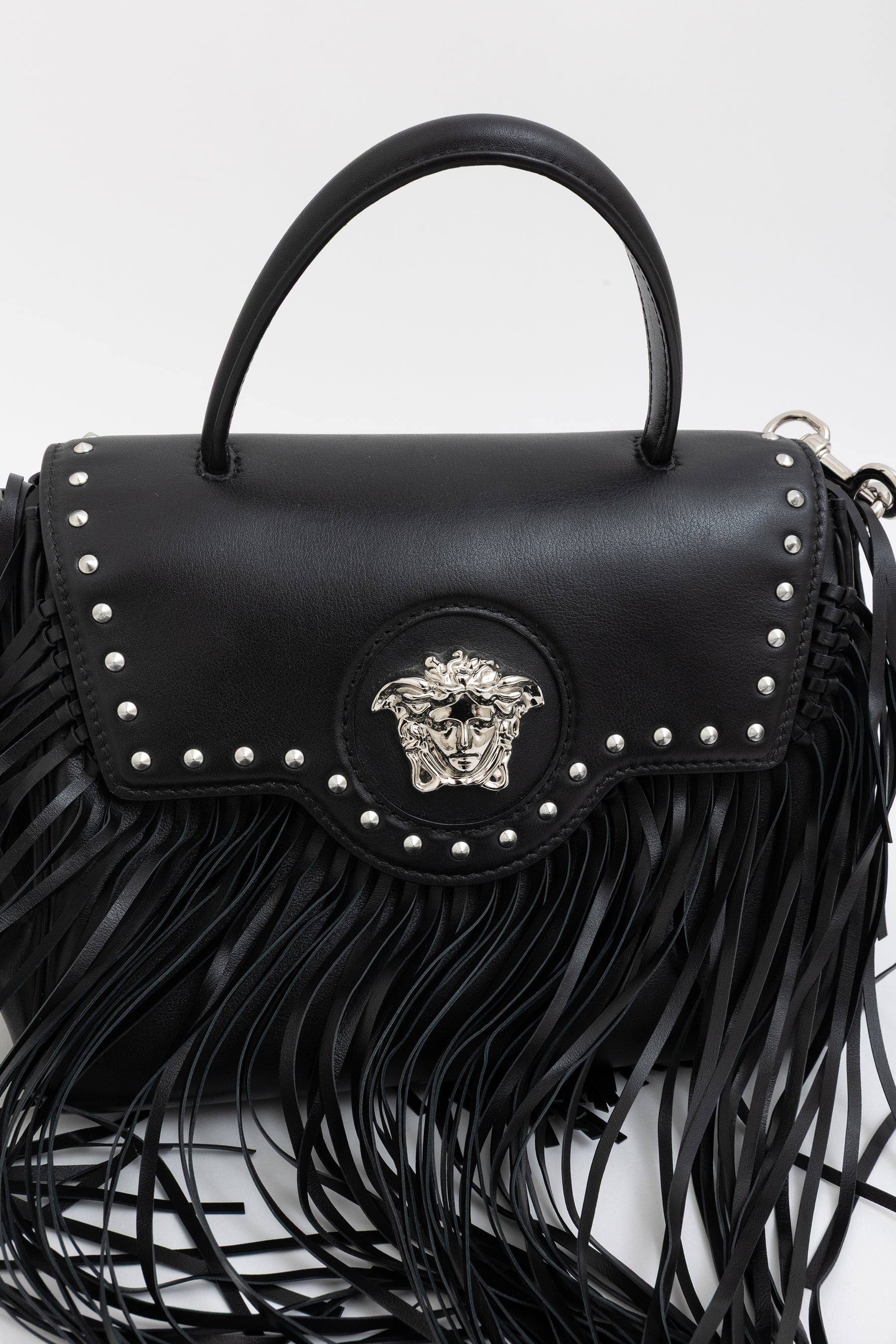 Medium La Medusa Fringe Leather Top Handle Bag