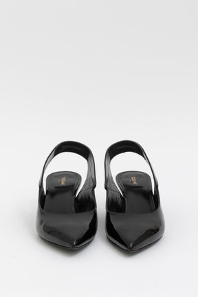 Patent and Glitter Slingback Pumps