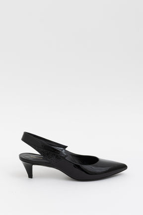 Patent and Glitter Slingback Pumps