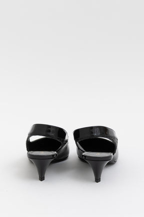 Patent and Glitter Slingback Pumps