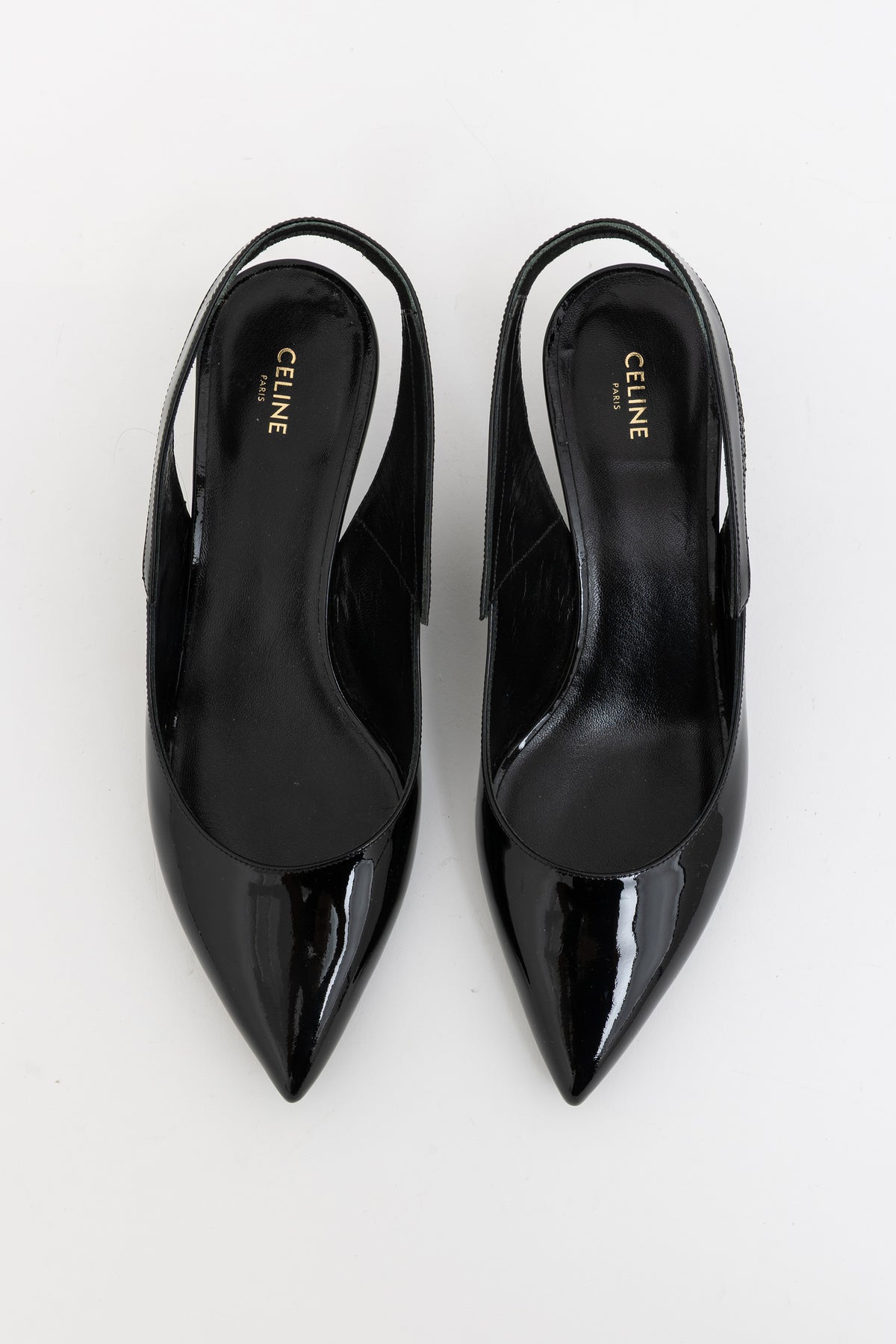 Patent and Glitter Slingback Pumps