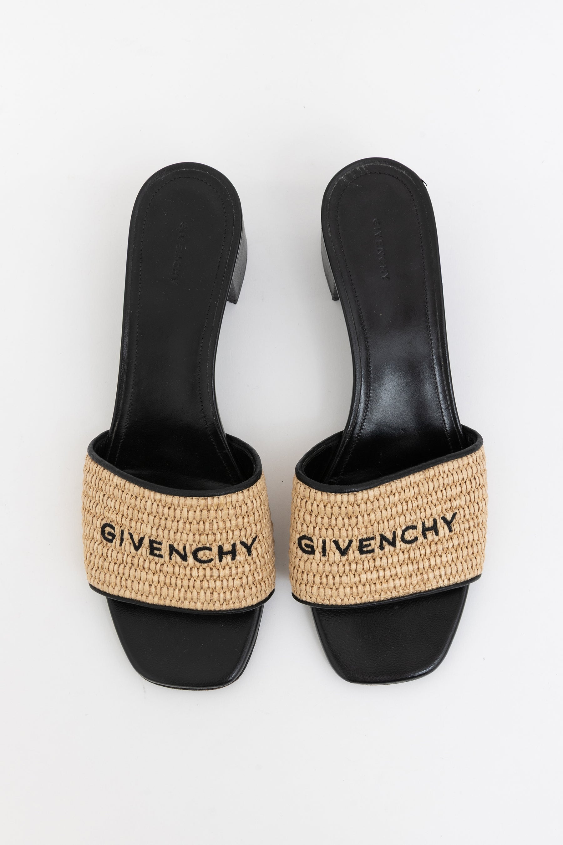 Embroidered Raffia Mules