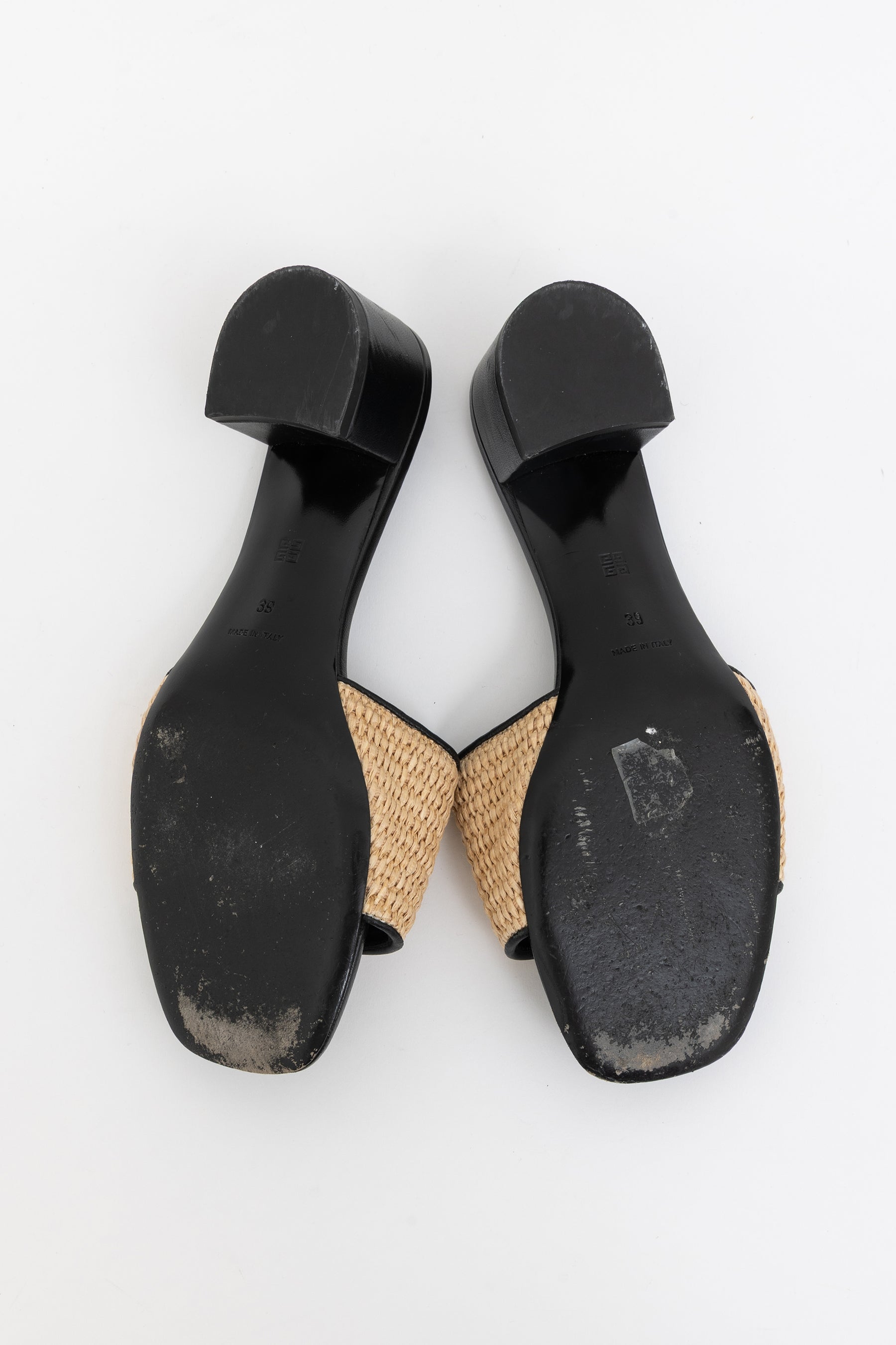 Embroidered Raffia Mules