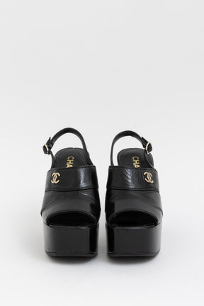 23A Black Patent Platform Pumps
