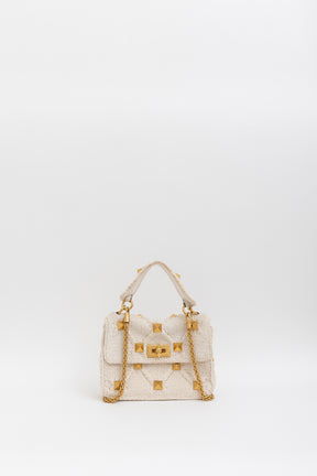 Knitted Roman Stud Top Handle Bag