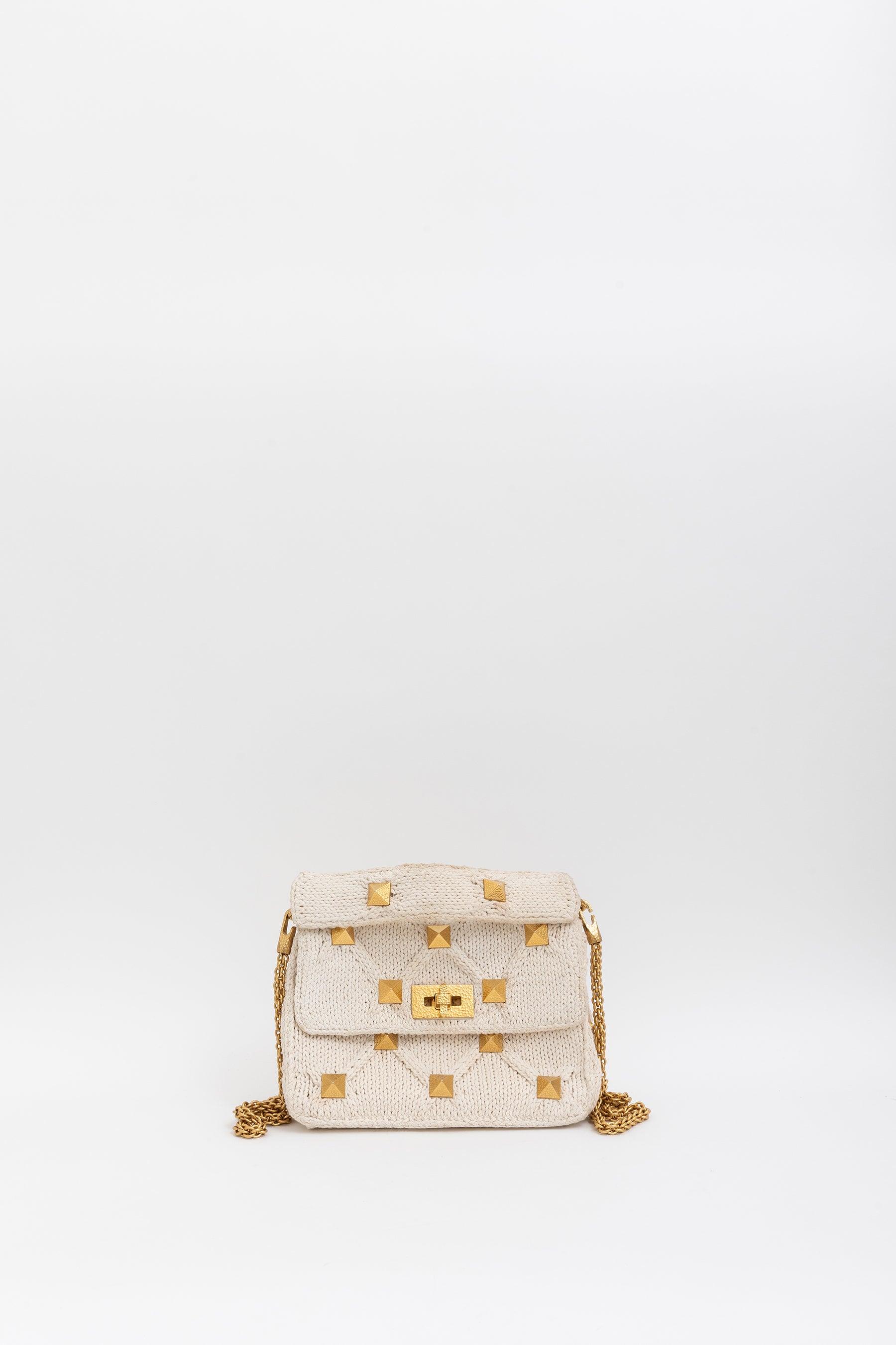 Knitted Roman Stud Top Handle Bag