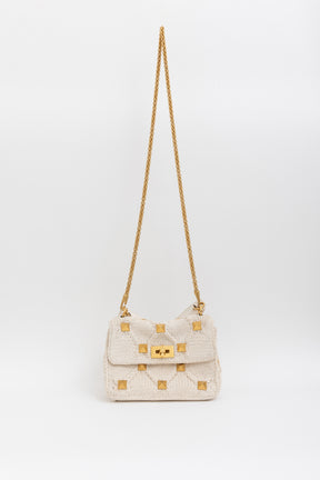 Knitted Roman Stud Top Handle Bag