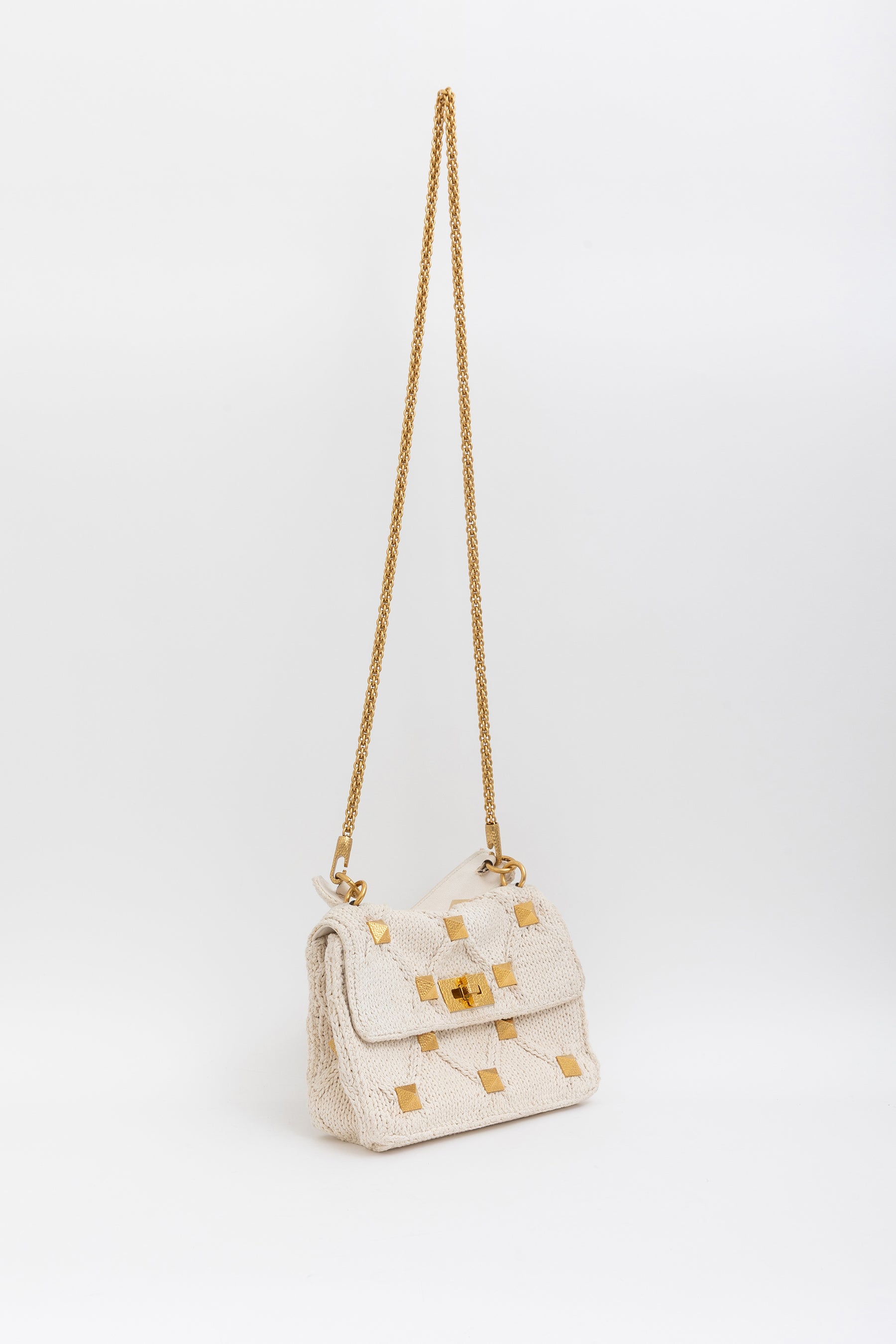 Knitted Roman Stud Top Handle Bag