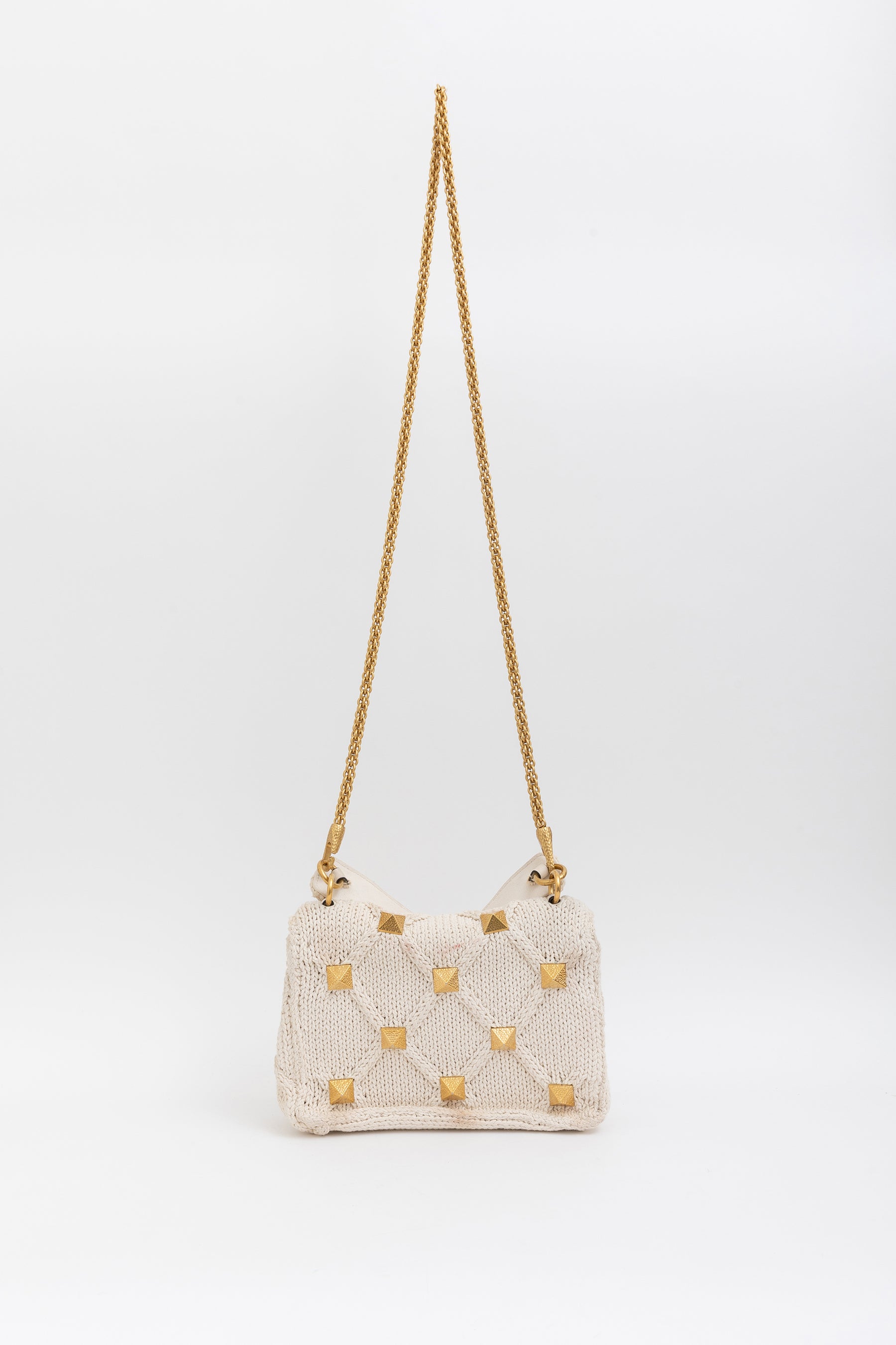 Knitted Roman Stud Top Handle Bag