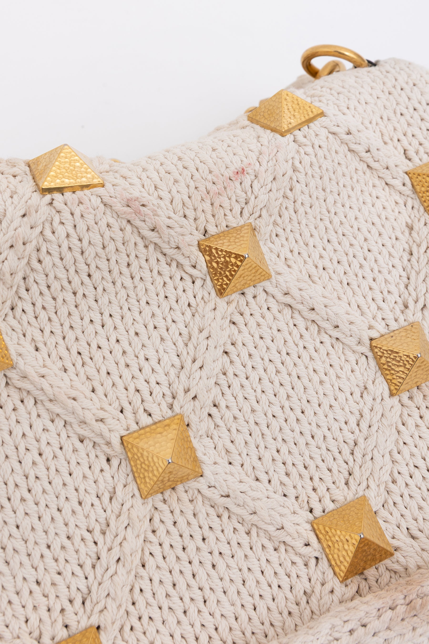 Knitted Roman Stud Top Handle Bag