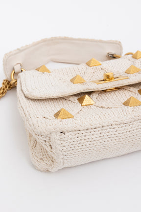 Knitted Roman Stud Top Handle Bag