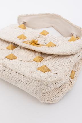 Knitted Roman Stud Top Handle Bag