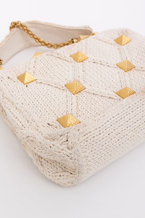 Knitted Roman Stud Top Handle Bag