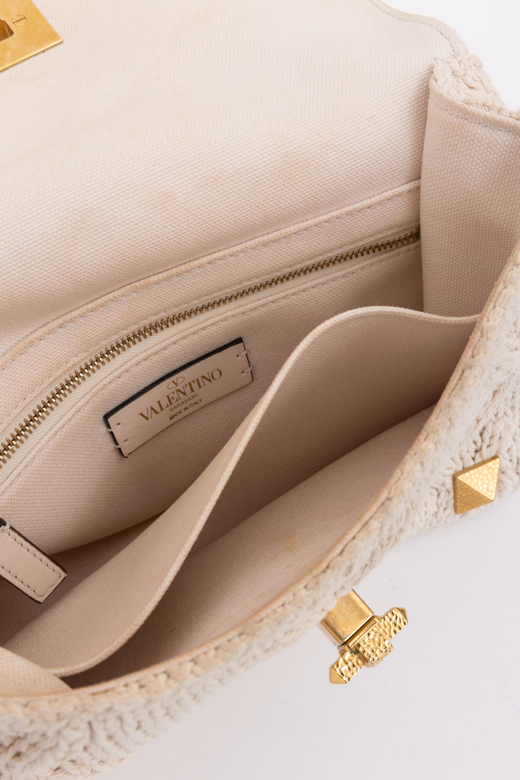 Knitted Roman Stud Top Handle Bag