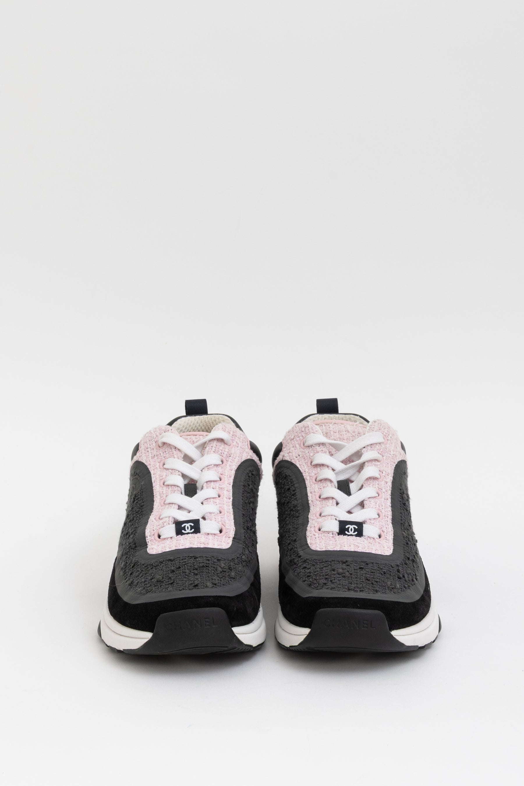 Grey & Pink Tweed CC Sneakers