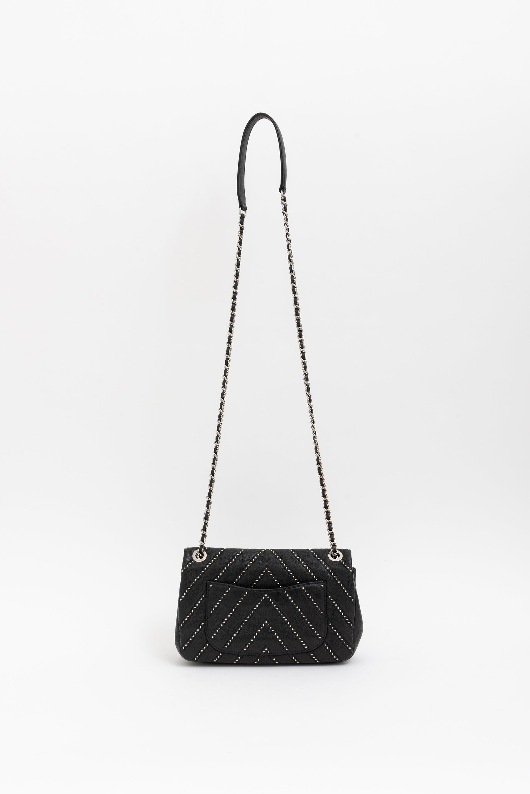 Studded Chevron Flap Bag