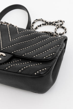 Studded Chevron Flap Bag