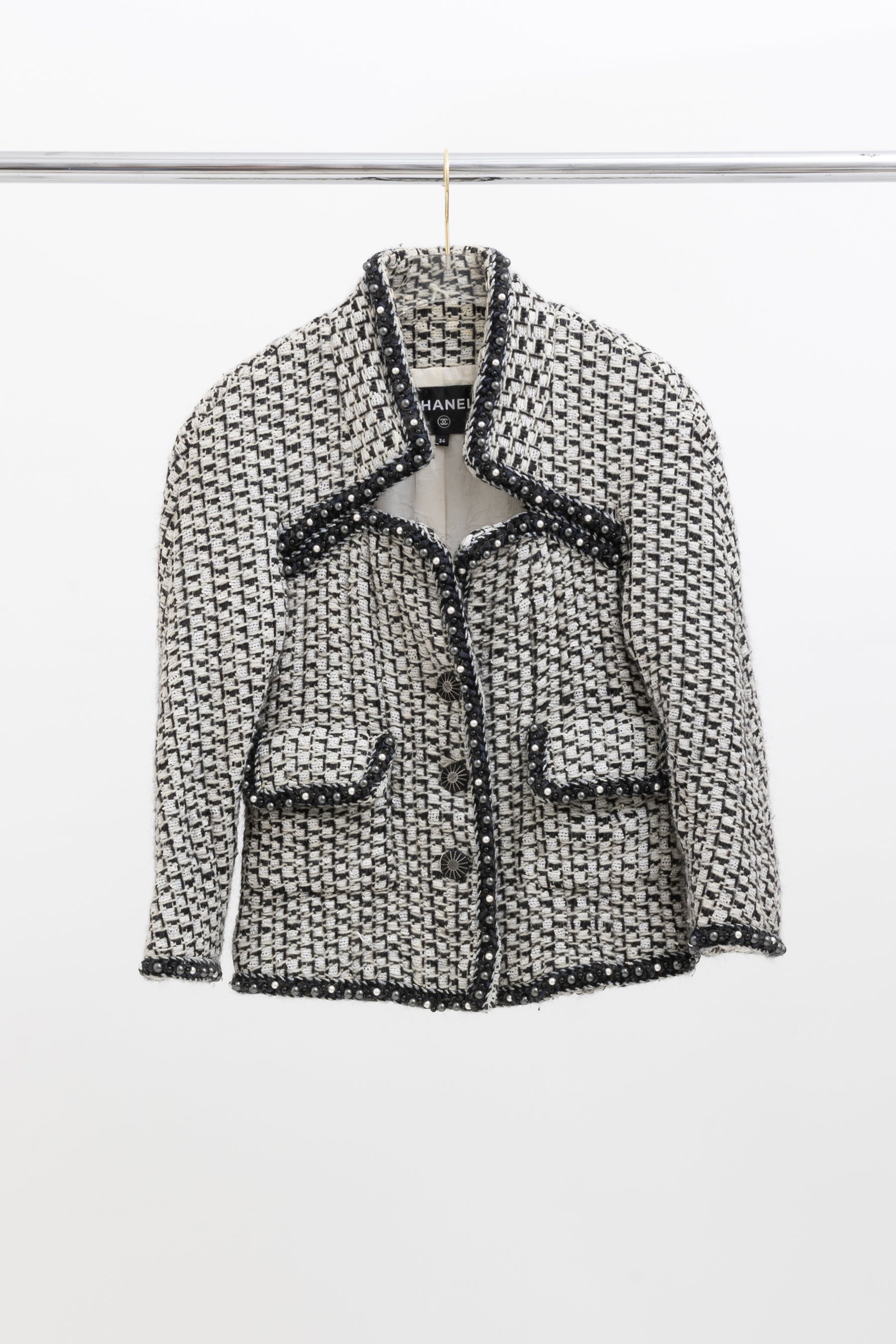 Faux Pearl Trimmed Jacket