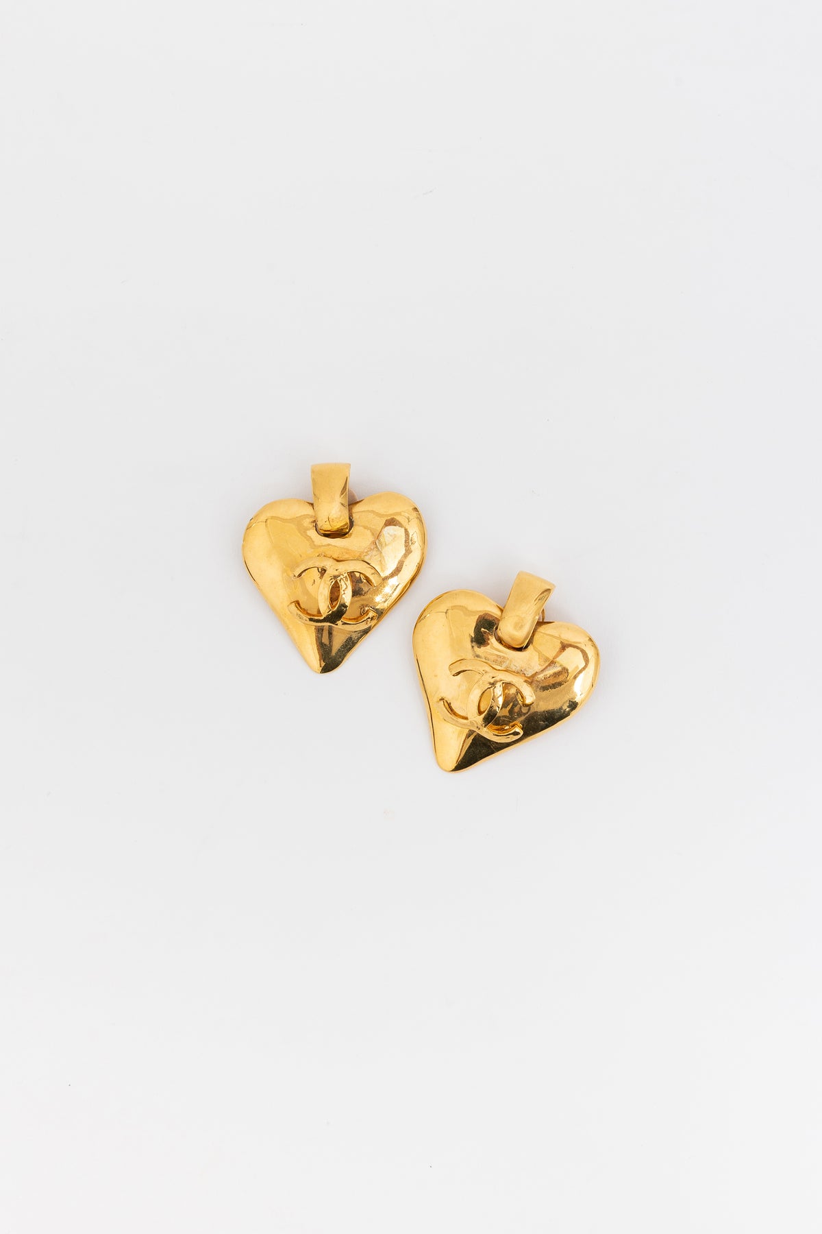 Vintage CC Heart Clip On Earrings