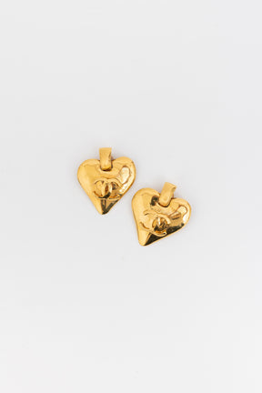 Vintage CC Heart Clip On Earrings