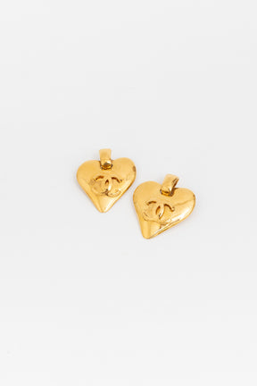 Vintage CC Heart Clip On Earrings