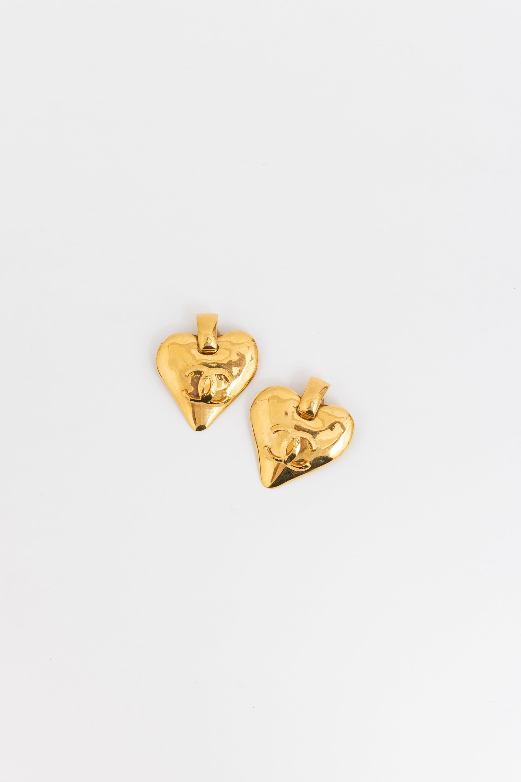 Vintage CC Heart Clip On Earrings