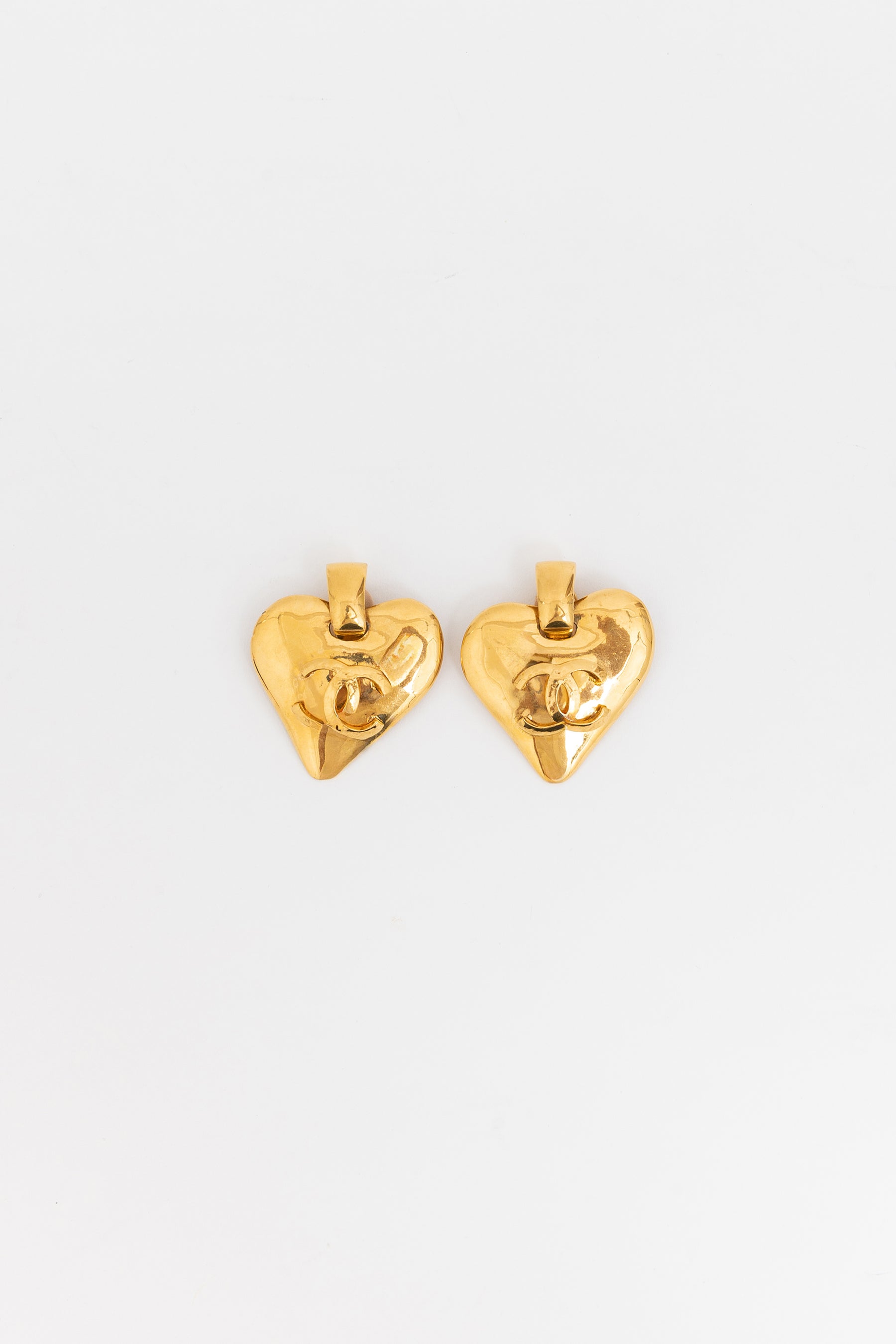 Vintage CC Heart Clip On Earrings