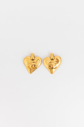 Vintage CC Heart Clip On Earrings