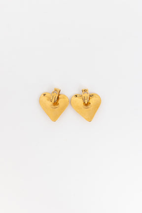 Vintage CC Heart Clip On Earrings