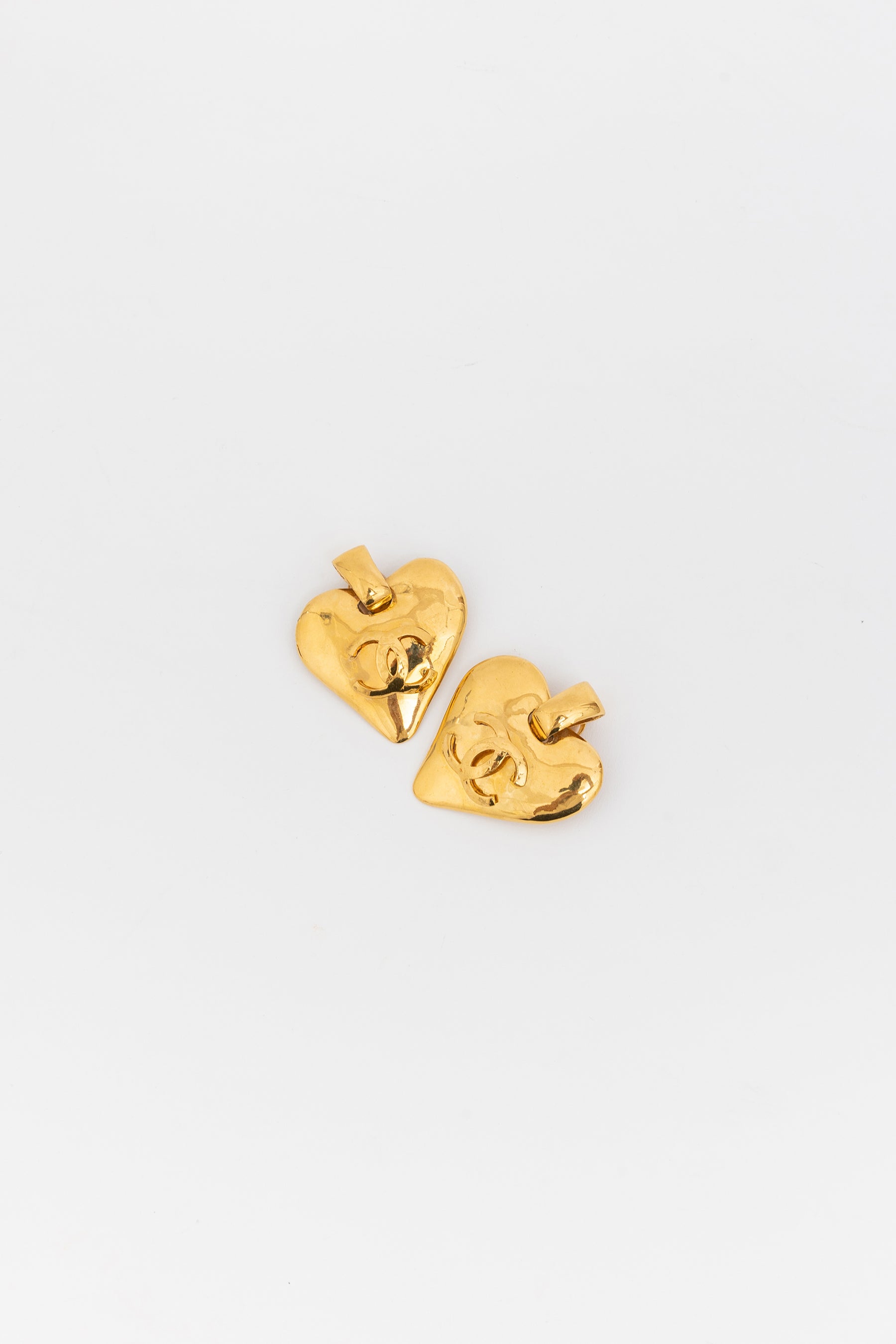 Vintage CC Heart Clip On Earrings