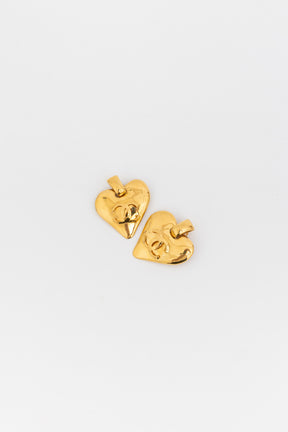 Vintage CC Heart Clip On Earrings