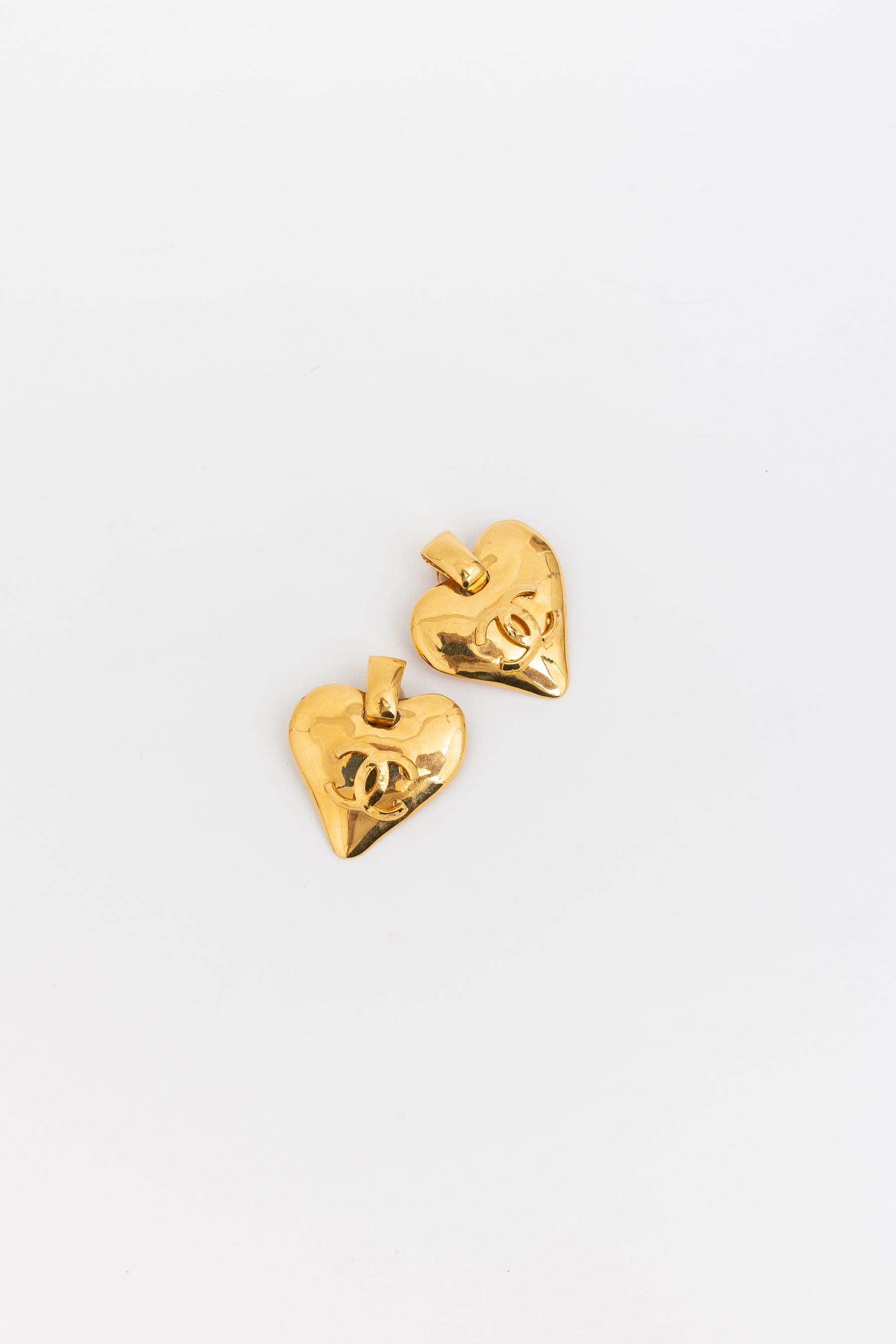 Vintage CC Heart Clip On Earrings