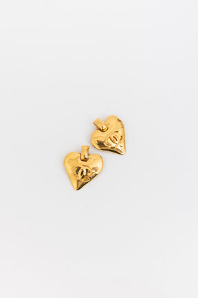 Vintage CC Heart Clip On Earrings