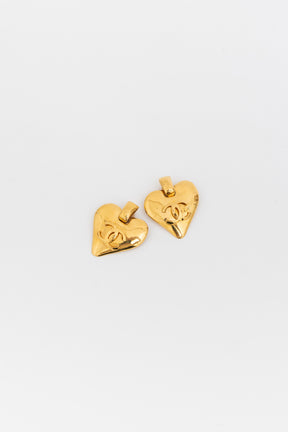Vintage CC Heart Clip On Earrings