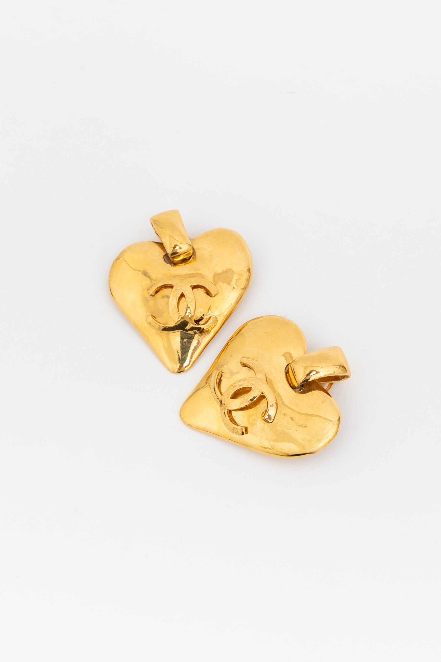 Vintage CC Heart Clip On Earrings
