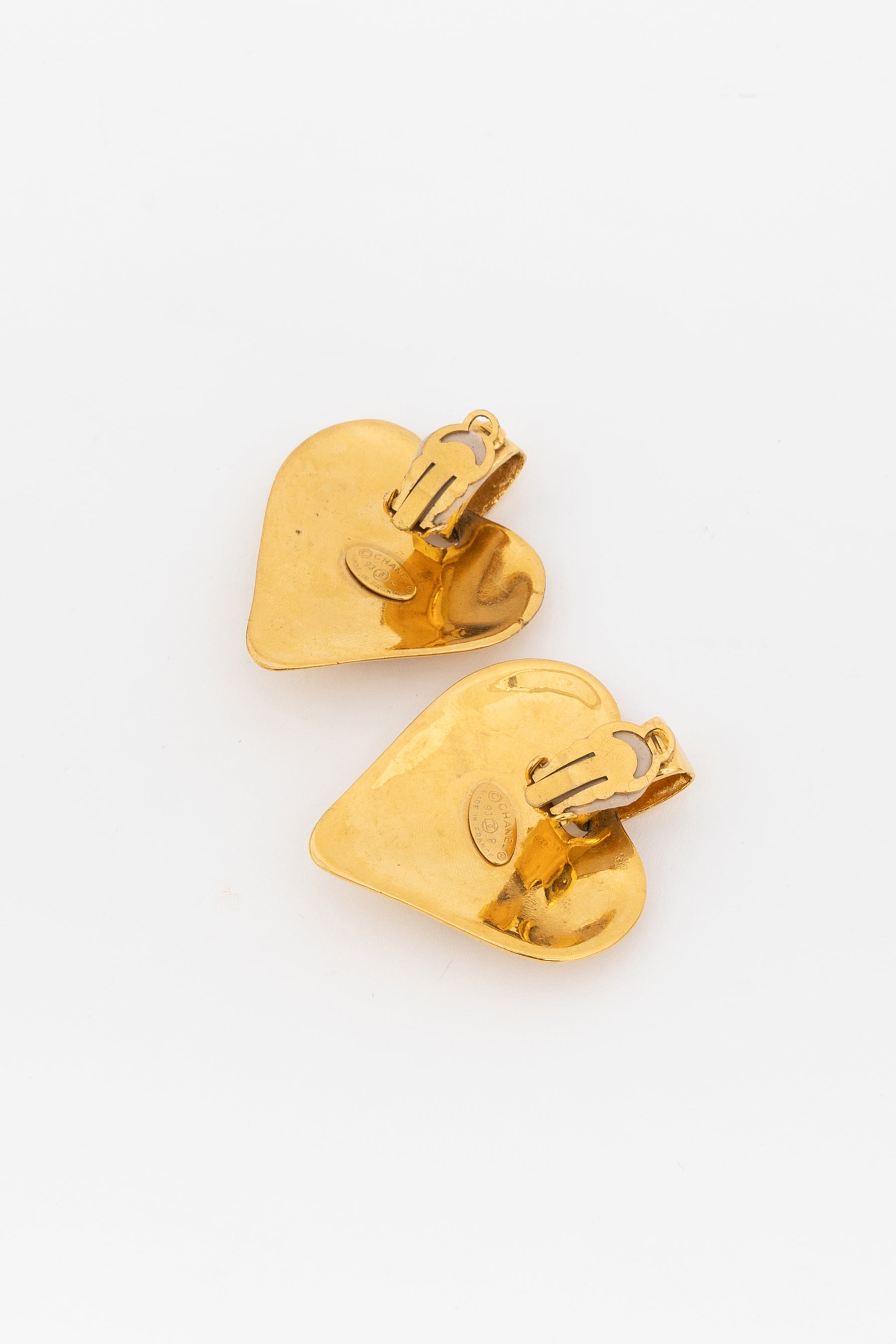 Vintage CC Heart Clip On Earrings