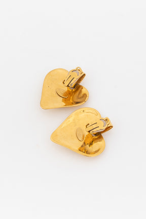 Vintage CC Heart Clip On Earrings