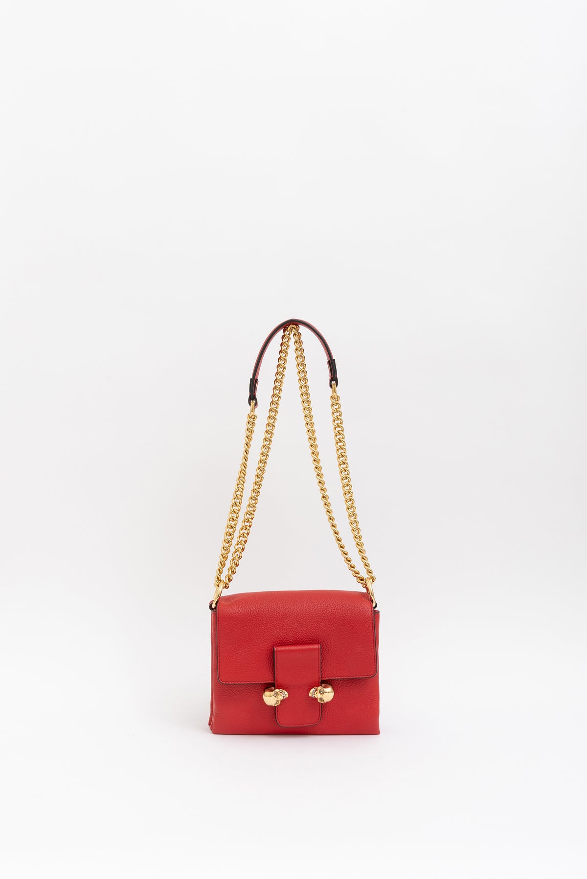 Twin Skull Small Leather Crossbody Bag