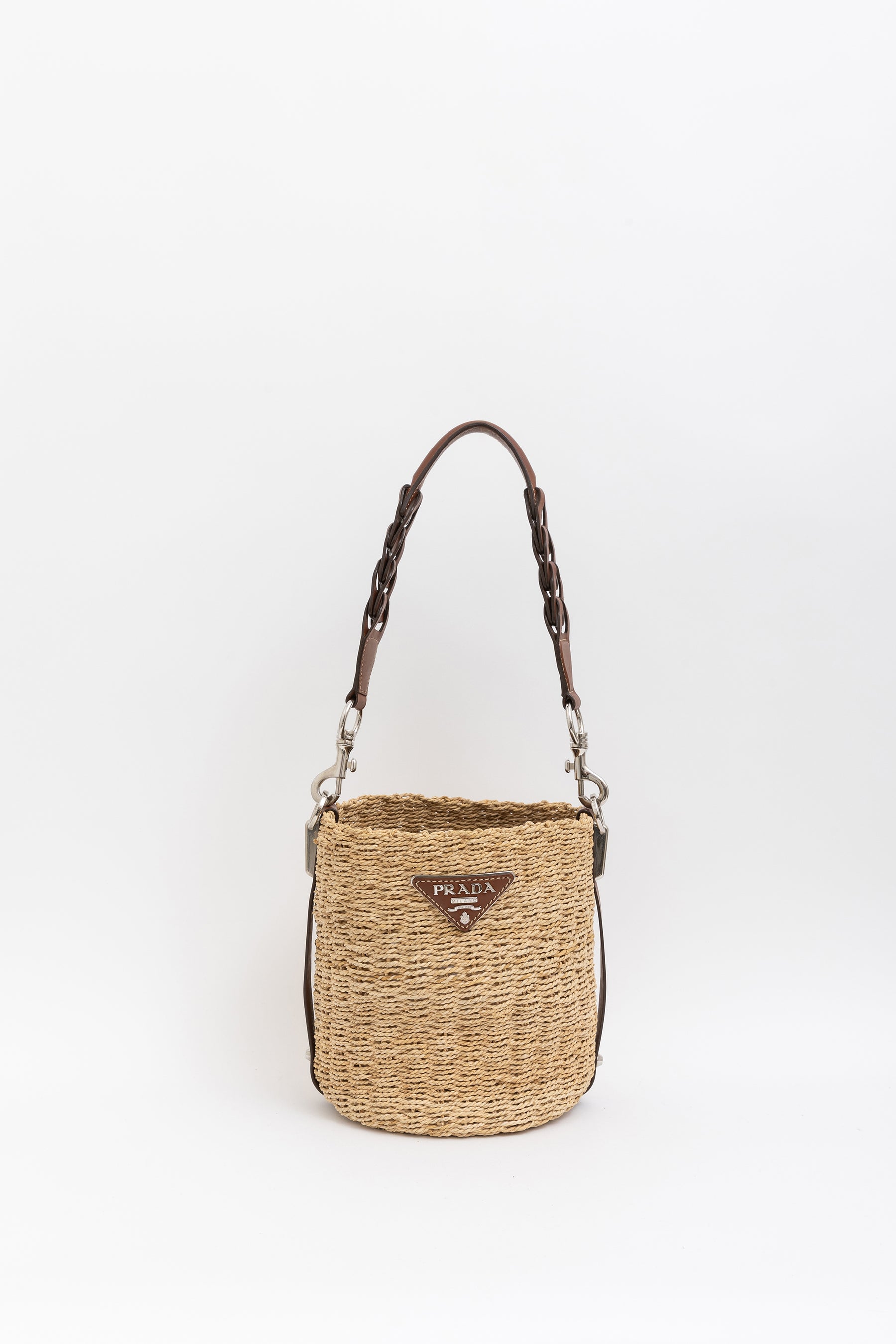 Braided Raffia Bucket Bag