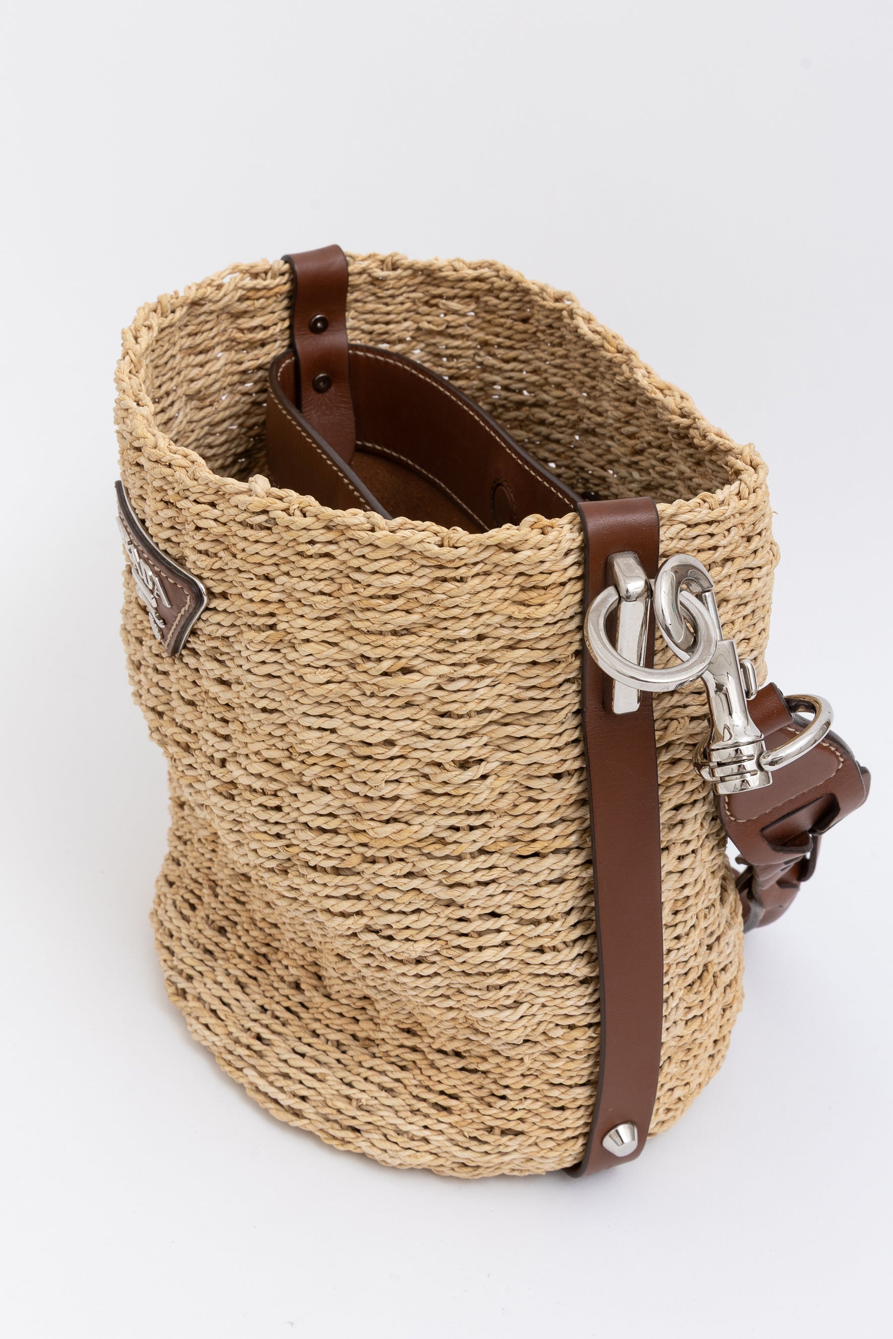 Braided Raffia Bucket Bag