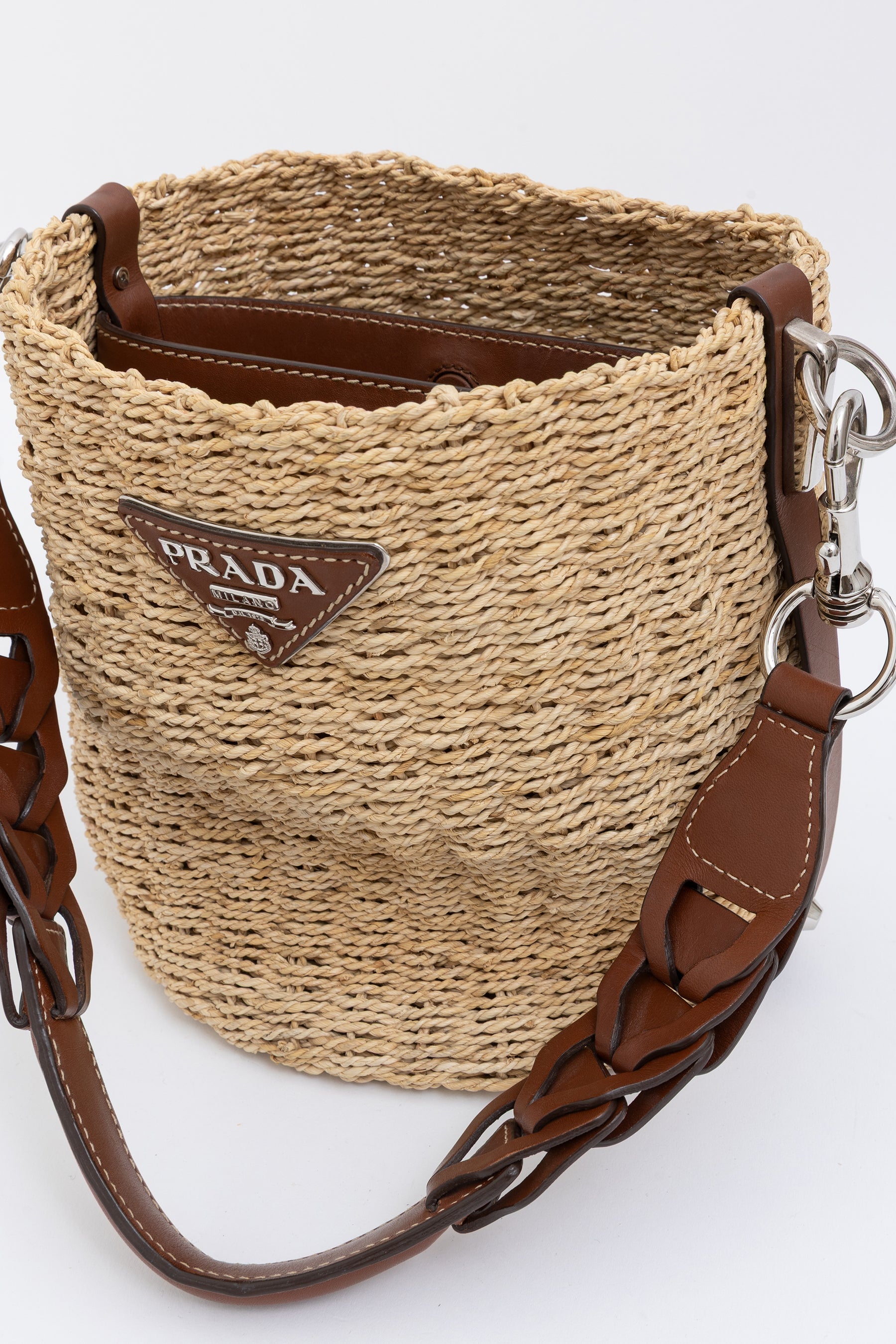 Braided Raffia Bucket Bag