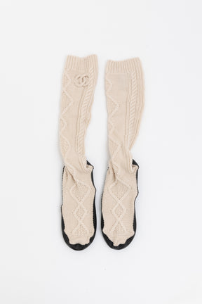 Cable-Knit Sock Slipper and Blanket Set