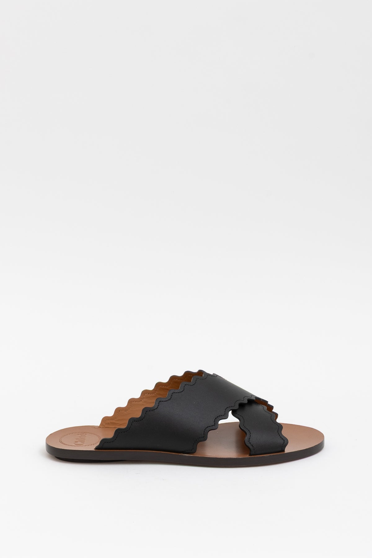 Ingrid Scalloped Slide Sandals